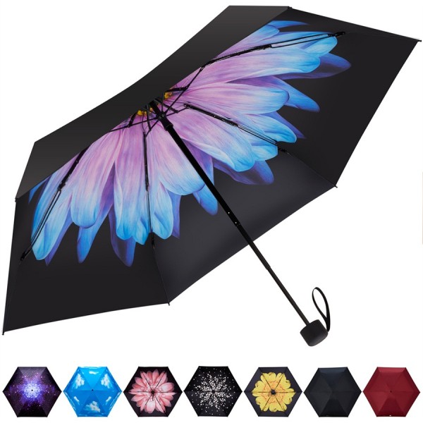 Elvira Mini Portable Sun&Rain Lightweight Umbrella-Compact Travel Umbrella with 95% UV Protection-Purple Daisy
