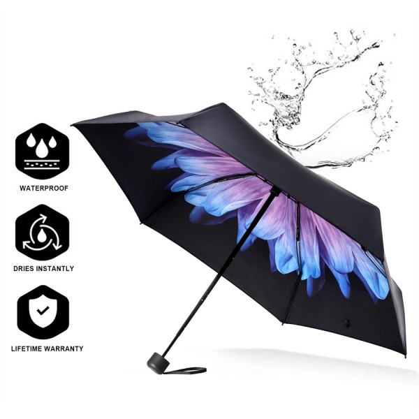 Elvira Mini Portable Sun&Rain Lightweight Umbrella-Compact Travel Umbrella with 95% UV Protection-Purple Daisy